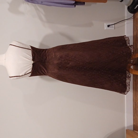 Bella Formals "Chocolate" Lace Tea Length Bridesmaid/Cocktail Dress NEW- Sz. 8 - Picture 8 of 11